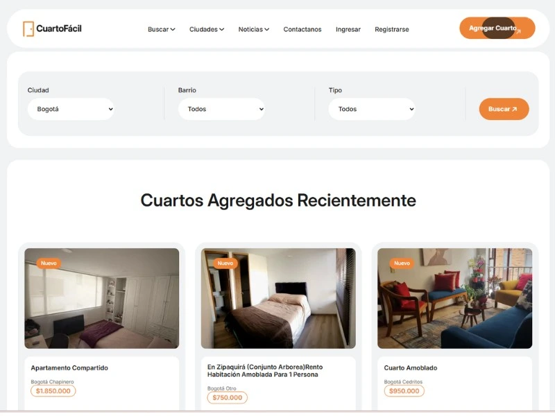 CuartoFácil — marketplace en producción